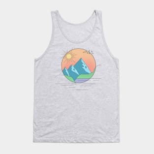 Mountain Landscape Minimal Line Art Tank Top